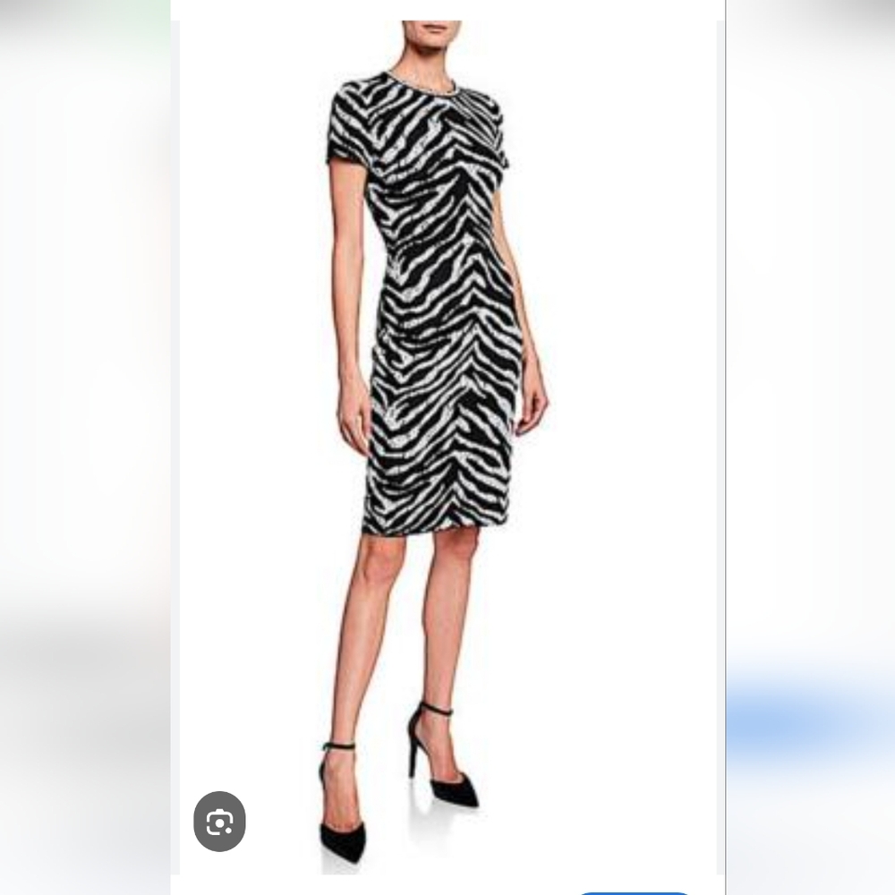 NEW St John Zebra Jauqcard   Black White Dress Size 4